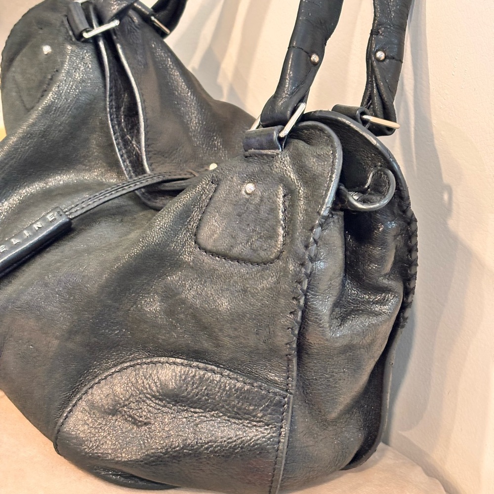 CELINE Vintage ‘Bittersweet’ Gunmetal Black Lambskin Leather Hobo Bag - Picture 4 of 16
